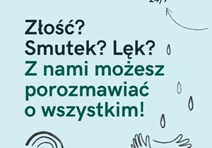Na zielonym tle nazwa fundacji Dajemy Dzieciom Siłę i numer telefonu zaufania 116 111