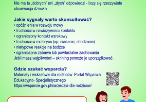Na zielonym tle kolorowe figurki tańczących dzieci i loga instytucji firmujących skrining rozwoju małego dziecka